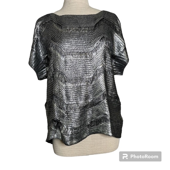 Huang Shu Chi Silver Metallic Top Large Medium - Picture 1 of 10